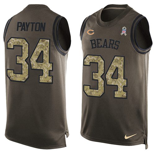 Nike Bears #34 Walter Payton Green Men's Stitched NFL Limited Salute To Service Tank Top Jersey - Click Image to Close